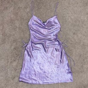Miss Lola Purple Satin Mini Dress
